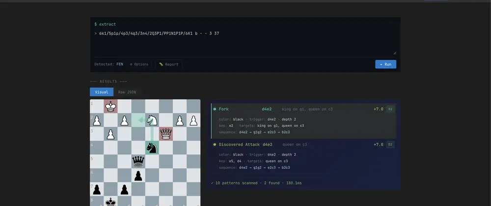 I built an API that detects chess tactical patterns from FEN and PGN